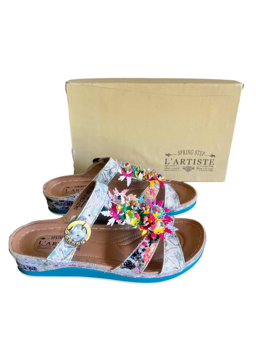 Spring Step L'ARTISTE Snazzy Ice Women's Sandal Size 38 7.5-8 #411A
